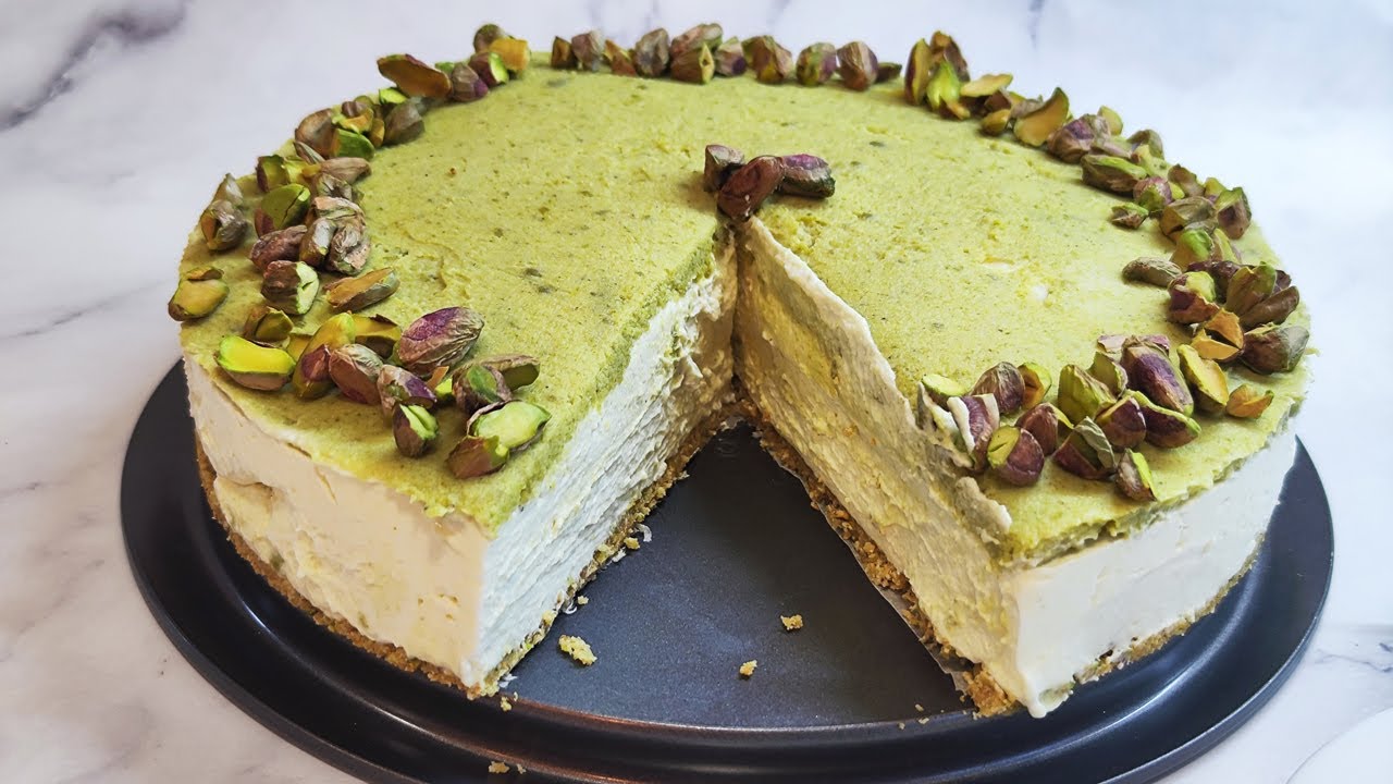 CHEESECAKE de PISTACHO | Pastel sin Horno