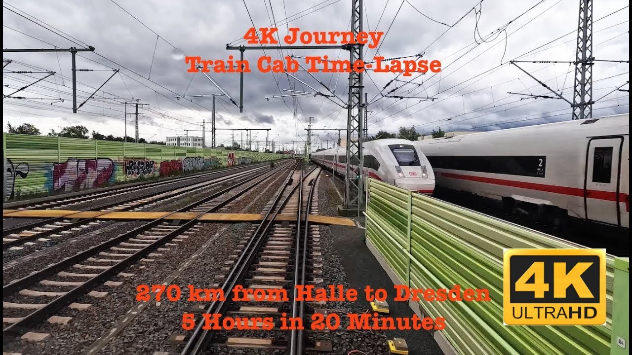 Incredible 4K Journey: Train Cab Time-Lapse from Halle to Dresden in 20 Minutes!