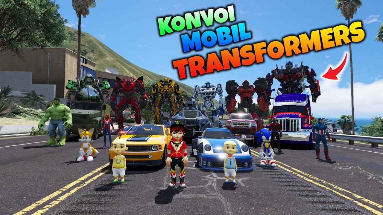 ANGGOTA TRANSFORMER KONVOI JADI MOBIL - GTA 5 MOD TRANSFORMER