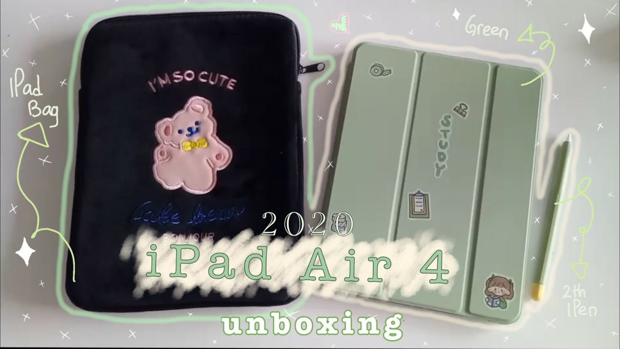 🌥iPad Air 4 Green 💚 unboxing + cute accessories ✨