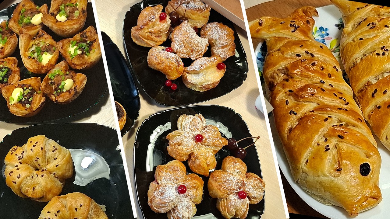 12 РЕЦЕПТОВ ИЗ СЛОЕНОГО ТЕСТА В АЭРОГРИЛЕ | 12 БЫСТРЫХ И ВКУСНЫХ ИДЕЙ НА КАЖДЫЙ ДЕНЬ