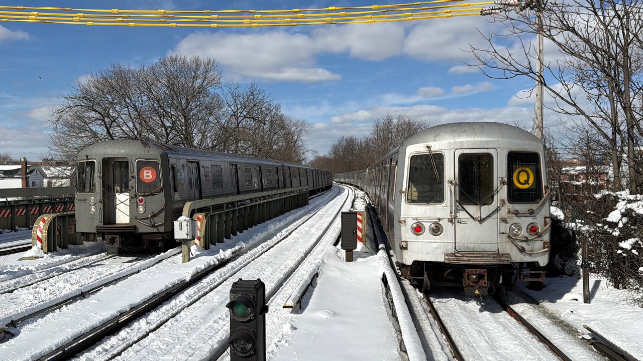 R46, R68/A, R160, & R211 B/Q Trains at Sheepshead Bay in the Snow
