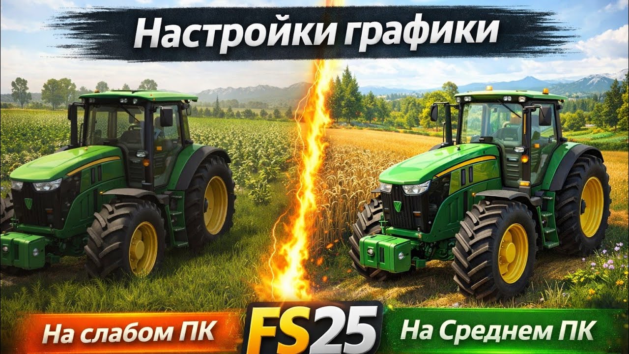 FS25 лучшая графика настройки | Слабый vs Средний ПК Farming Simulator 2025