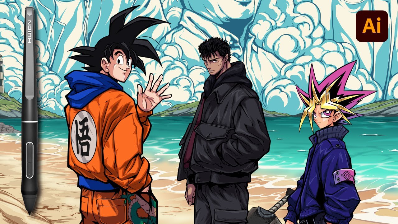 Tribute to the Legends of Anime: A Digital illustration on Adobe Illustrator