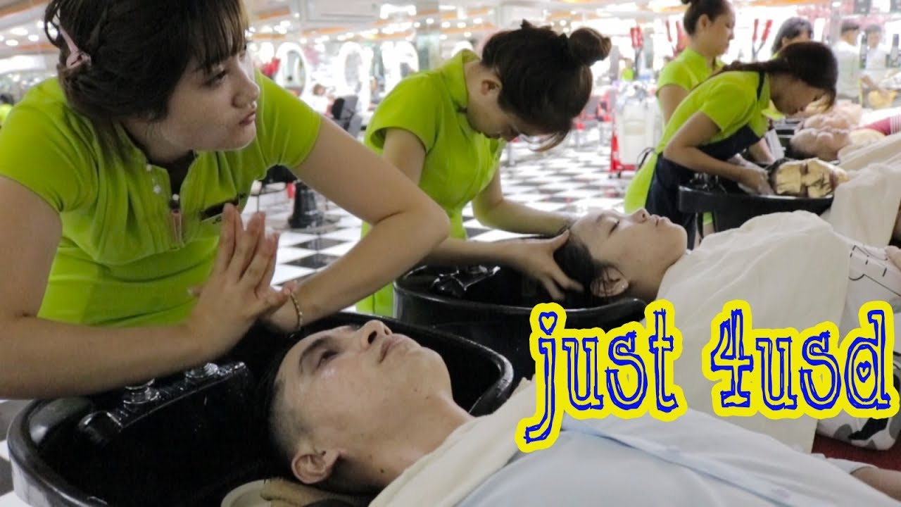 Vietnam Barbershop Massage Face & Wash Hair with Beautifull Girl