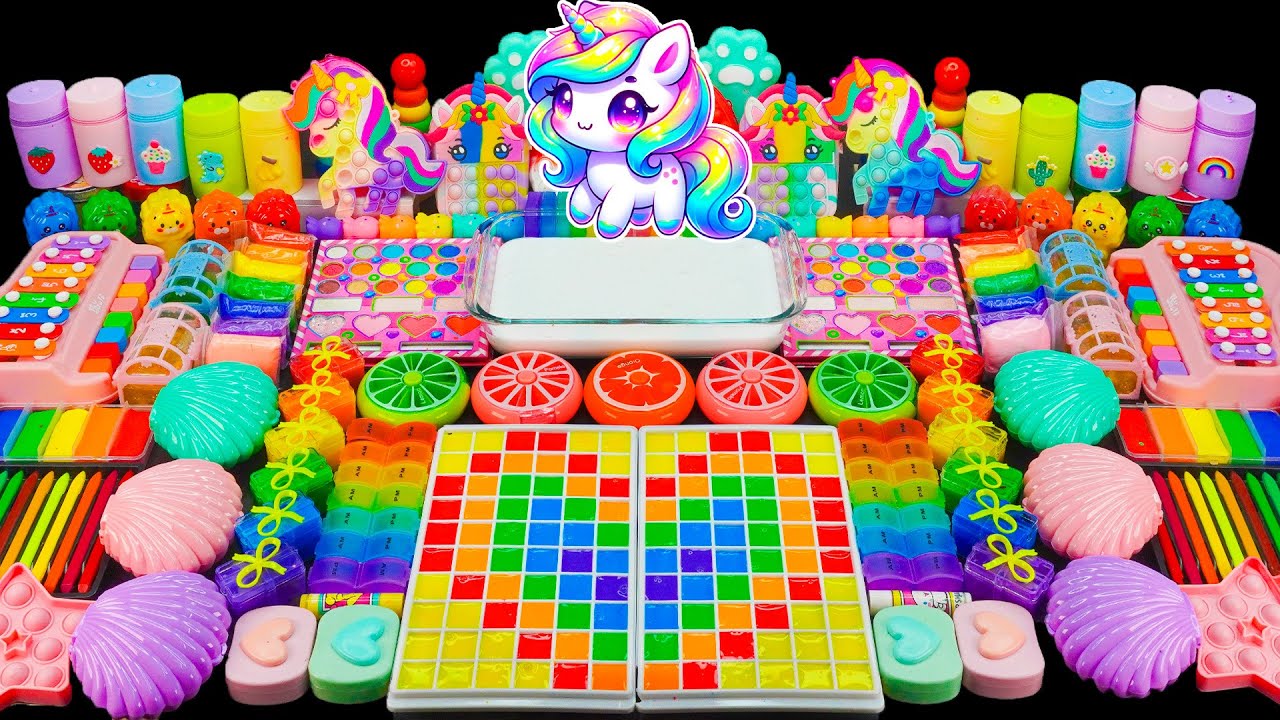 Amazing Rainbow Unicorn Slime ASMR | Mixing Eyeshadow & Makeup Into Slime