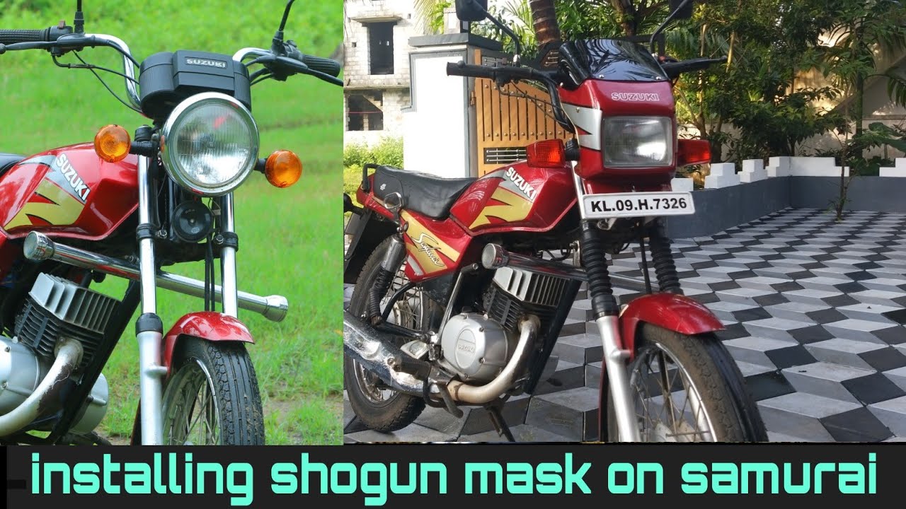 installing shogun mask on samuari#2strocke|Malayalam|suzuki_|modification