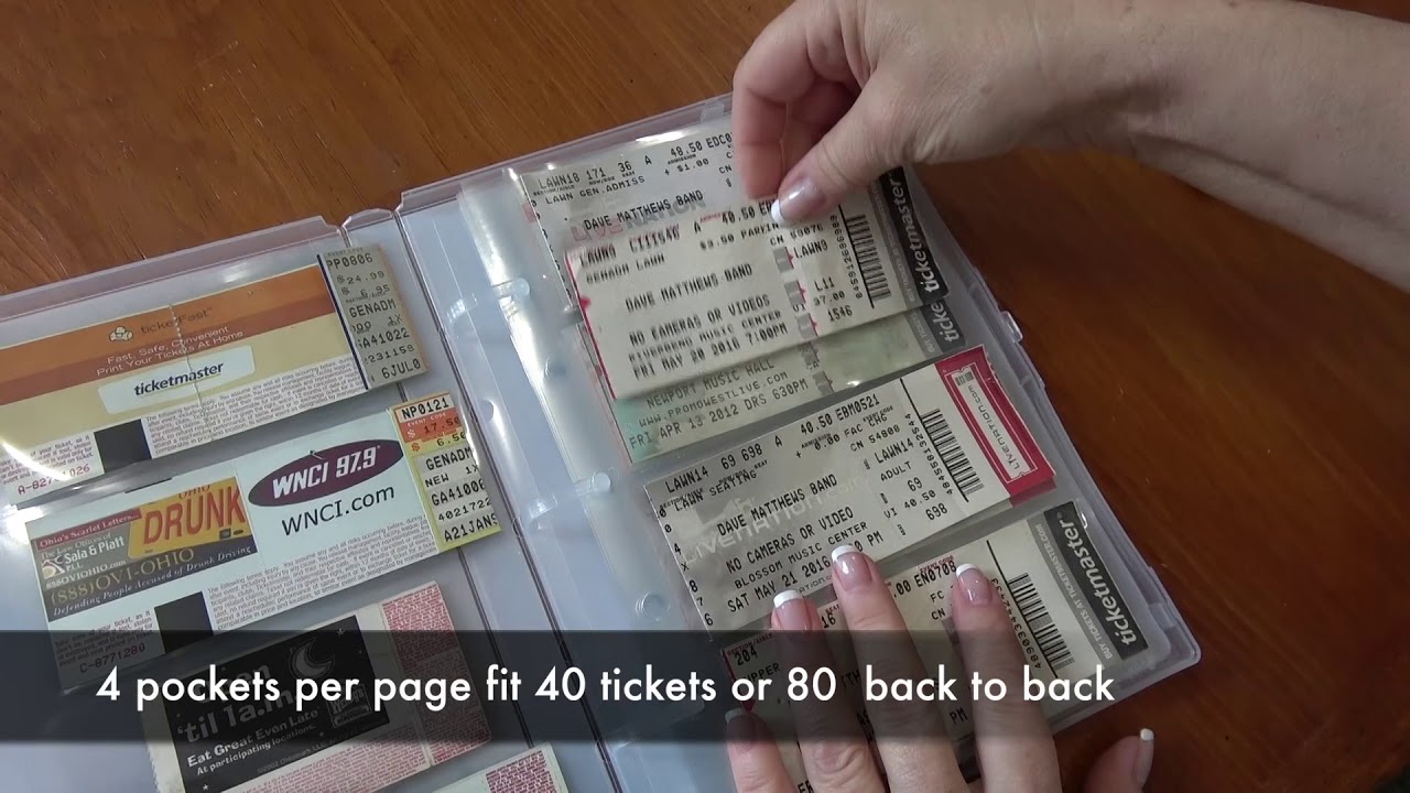 Concert Ticket Collection Album, 10 Ticket Pages Included, Holds 40-80 Tickets