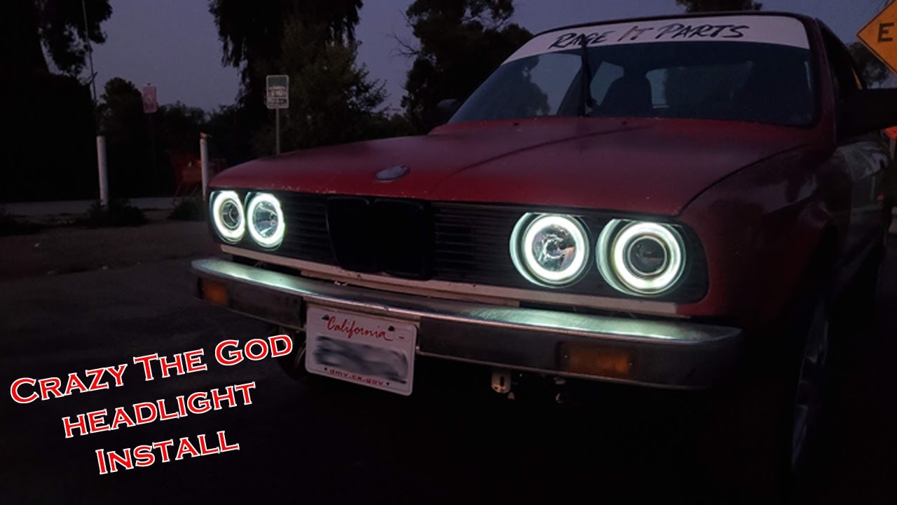 BMW E30 CrazyTheGod CCFL Projector Headlights With Halos With Shadowline Motorsport LED Bulbs