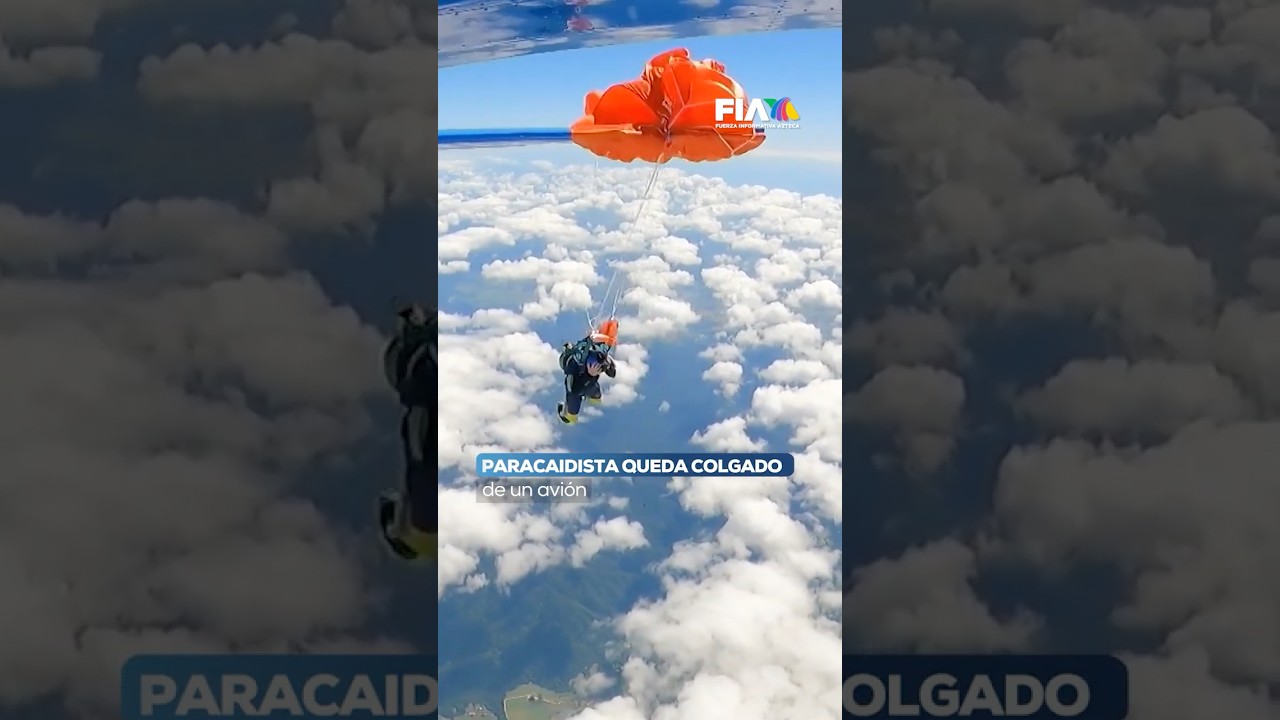 ¡Qué miedo! Paracaidista se enreda en la cola de un avión al momento de saltar