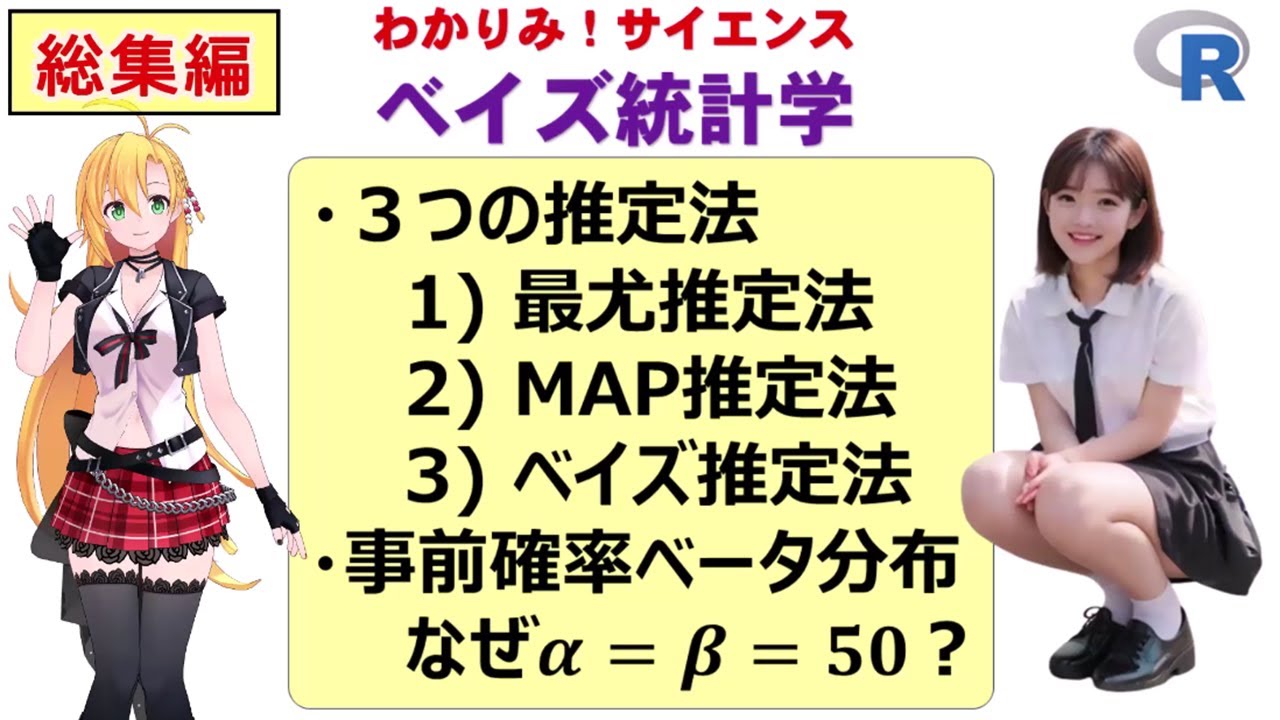 【ベイズ統計学３つの推定法(総集編)】MCMC法理解の補足のために３つの推定法を解説します。#MCMC  #ベイズ統計学  #わかりみサイエンス #ツルマキマキ