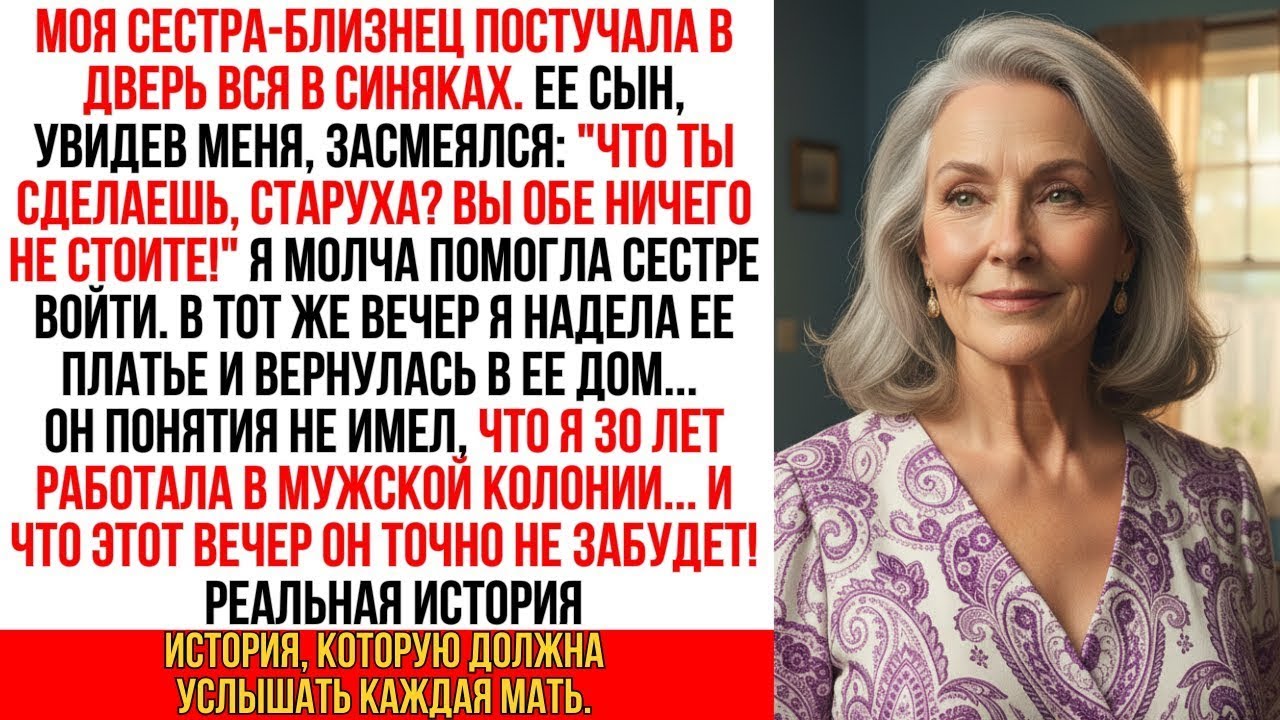 Я поменялась местами с моей избитой сестрой-близнецом. Но сын не знал мой 30-летний тюремный опыт…!
