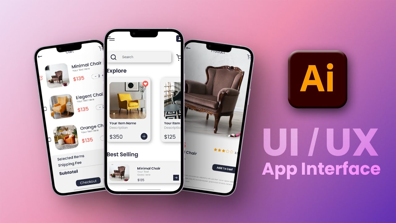Illustrator CC Tutorial | Graphic Design | UI/UX Design App Interface