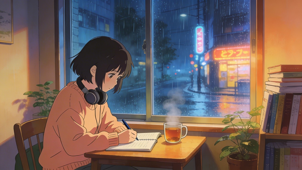 Rainy Night Café ☕ Lofi Beats to Study / Relax To | Cozy Asakusa Streets Ambience