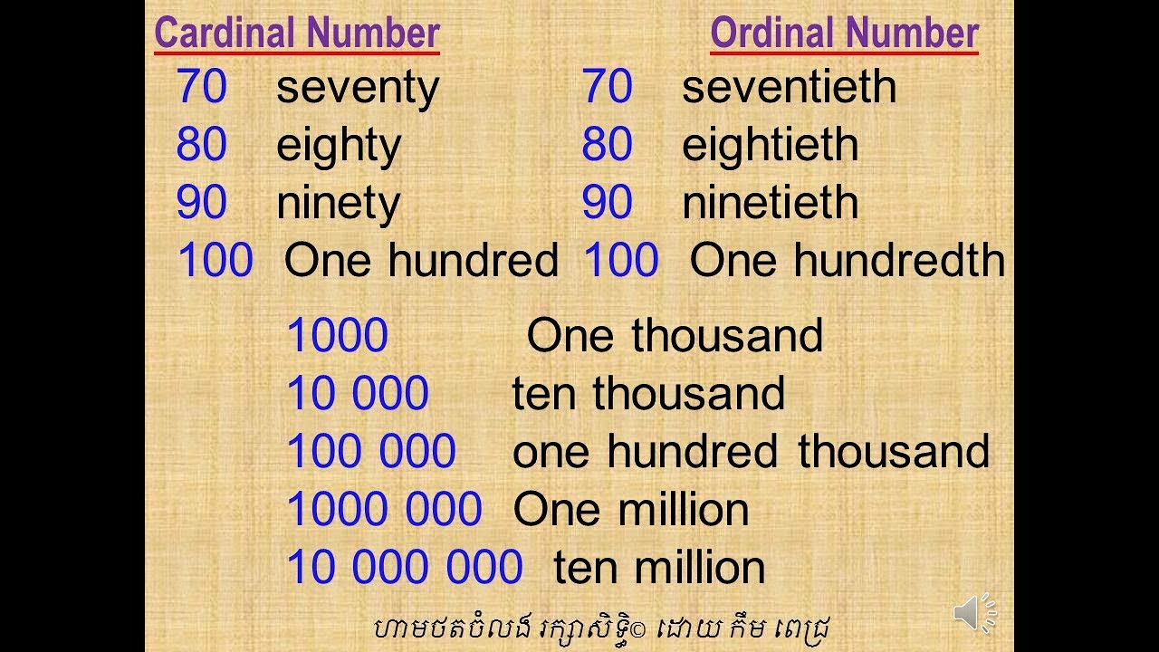 LESSON 10 NUMBERS | មេរៀនទី១០ លេខ​