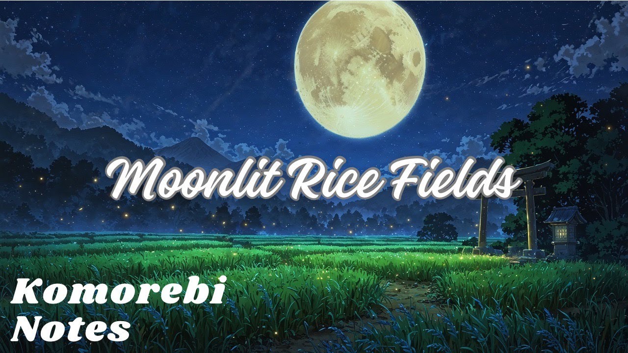 Japanese Lofi BGM🎶 / Moonlit Rice Fields in Autumn 秋の夜の月明かりと稲穂/ Komorebi Notes/ relax, work, study