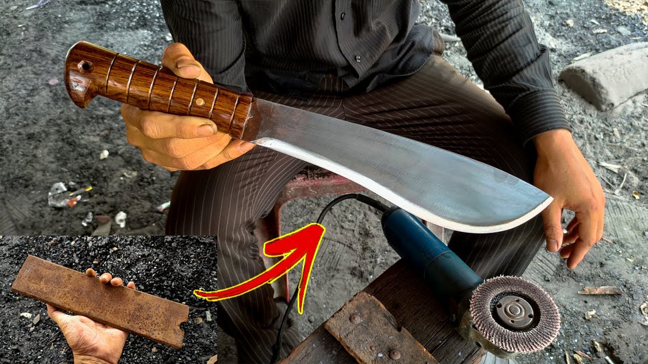 KNIFE MAKING - THIS MAN FORGED A HIGH QUALITY MACHETE KNIFE WITH SIMPLE TOOLS | GREAT SKILLS!