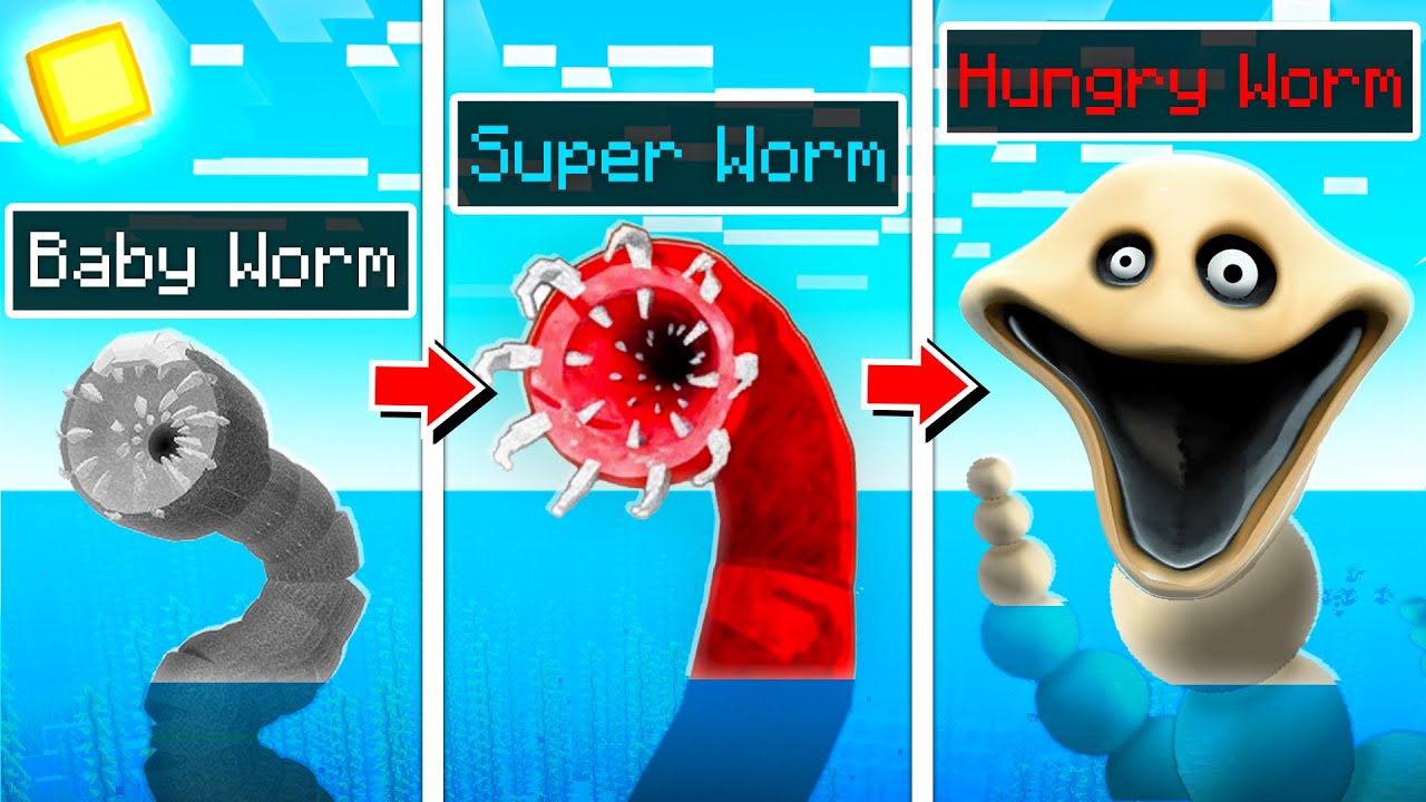 Becoming HUNGRY WORM in Minecraft!