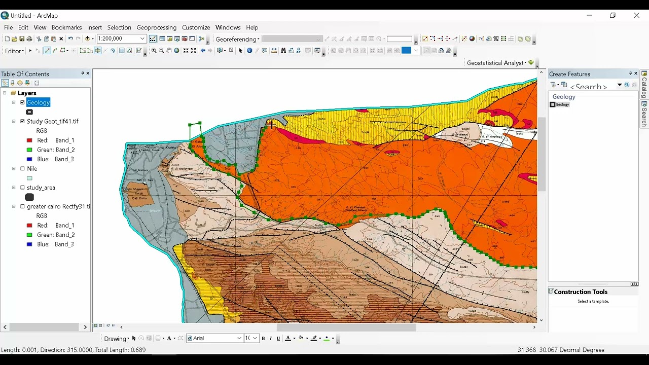 الفديو الثالث  - رسم الخريطة الجيولوجية وإدخال بياناتها