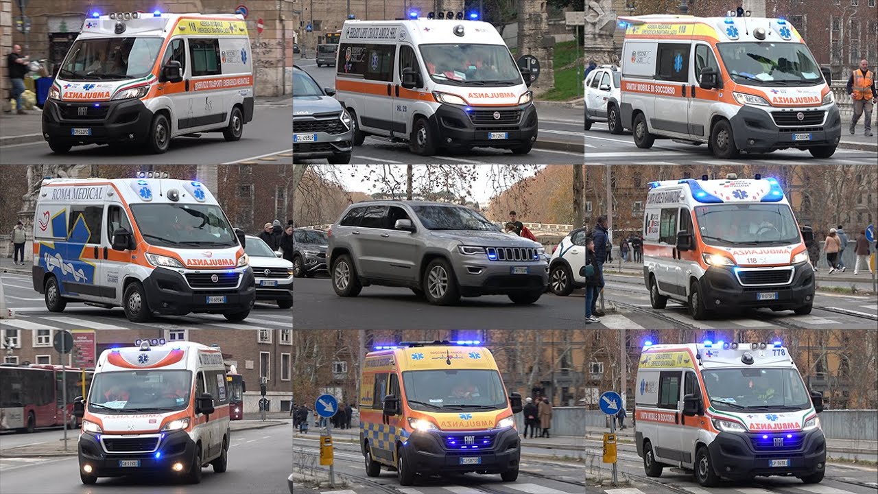 [ROMA] Ambulanze + Scorta + Vigili del fuoco in emergenza - Rome's ambulances responding code 3