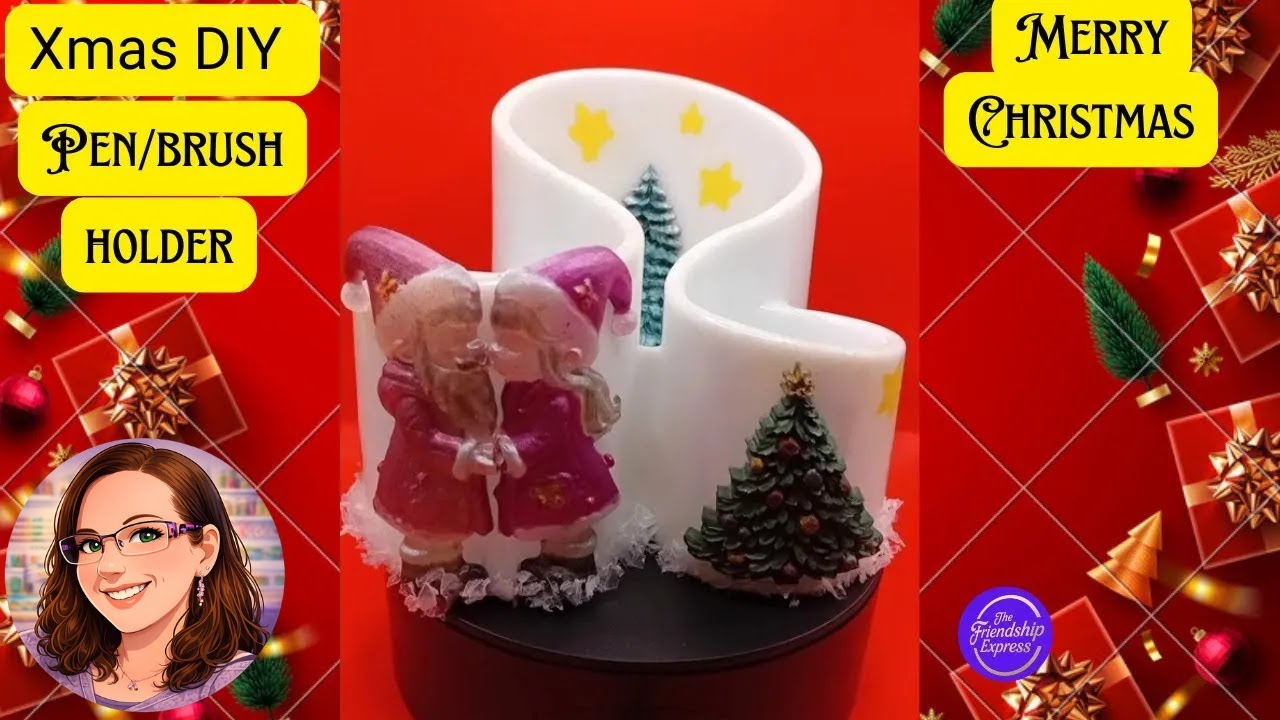 Christmas Themed Pen & Makeup Brush Holder DIY