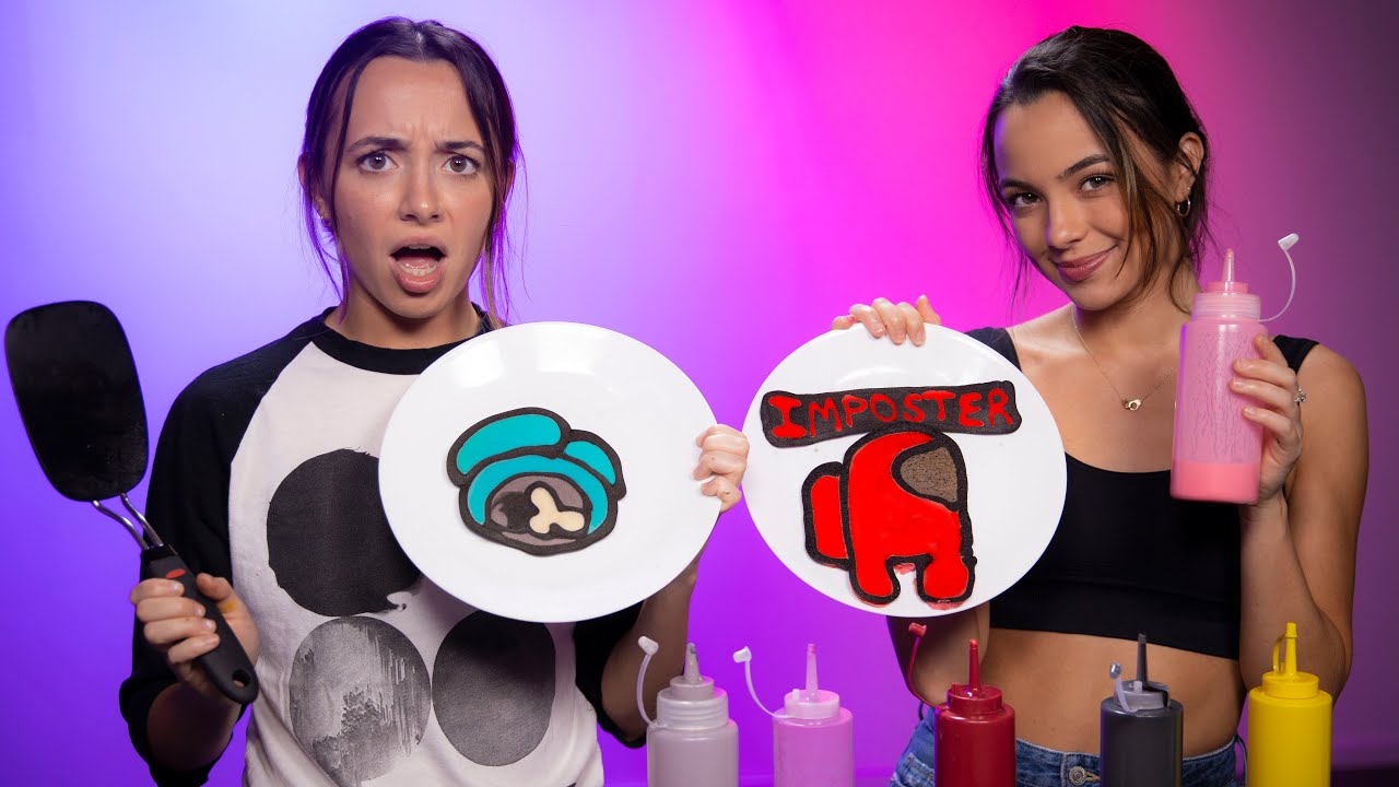 Among Us Pancake Art Challenge - Merrell Twins