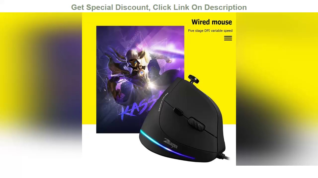 ZELOTES C-18 RGB Optical Vertical Mouse 11 Buttons 10000DPI Adjustable Ergonomic Gaming USB Wired M