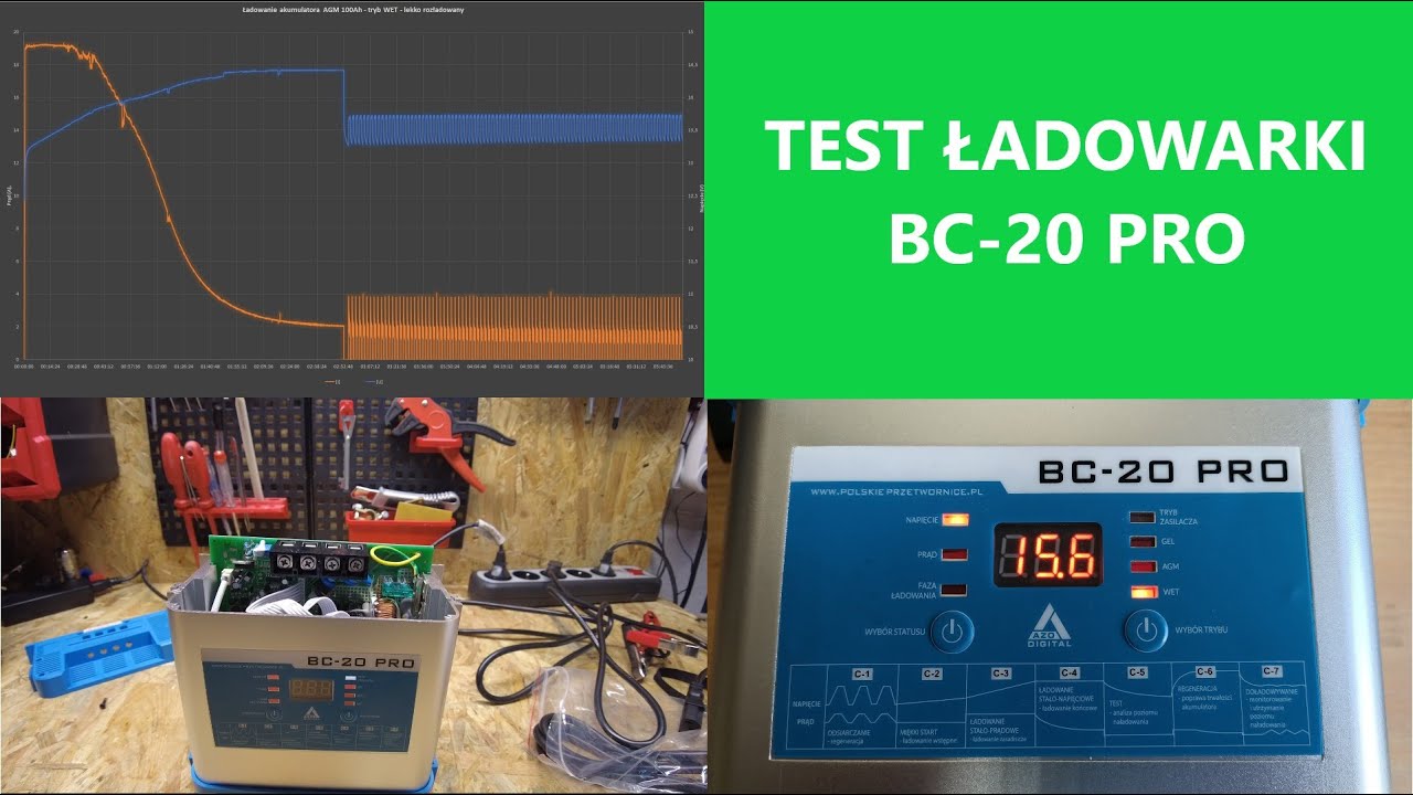 Test ładowarki AZO BC-20 PRO - 7 etapowej ładowarki o wydajności prądowej 20A