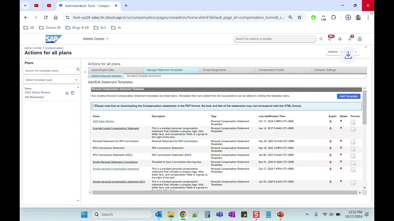 2H 2024:   Demo of Editable Comp Statement Transport in Compensation