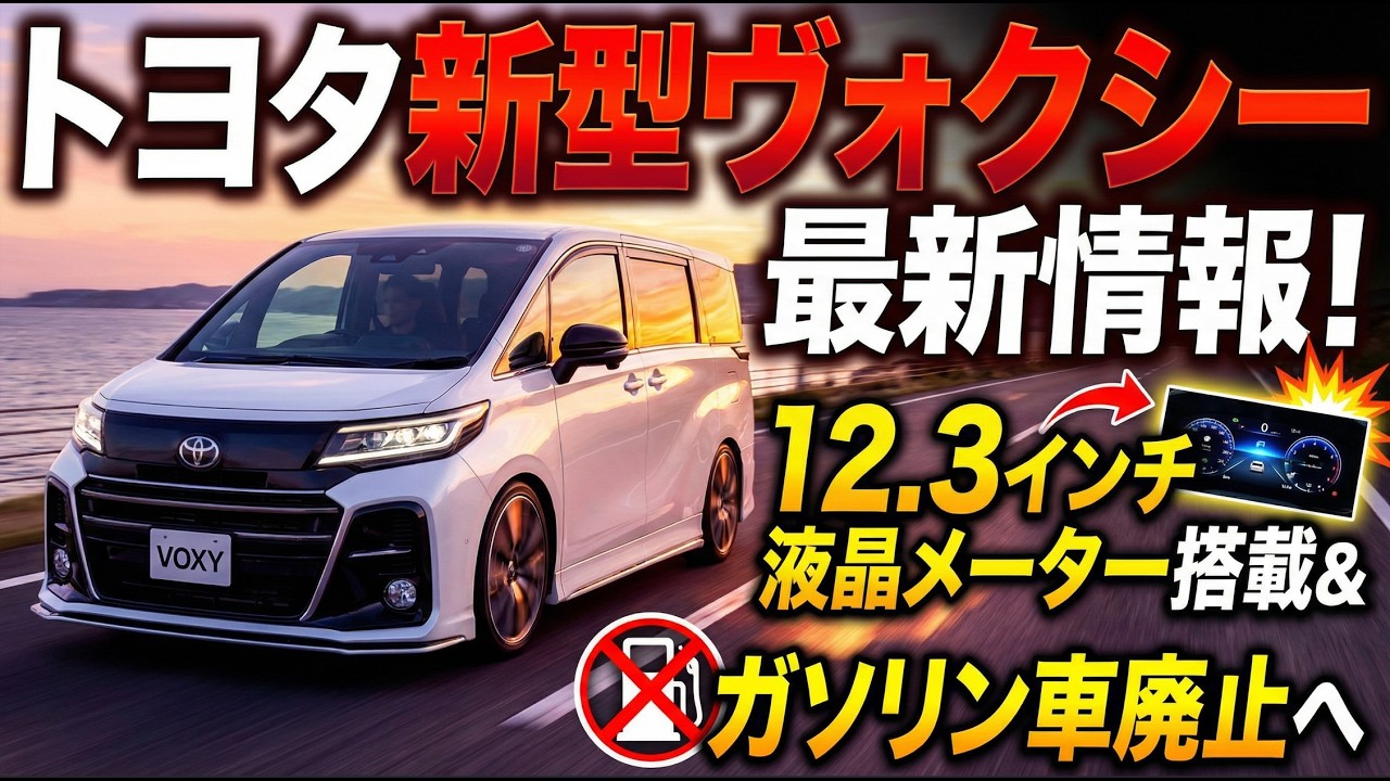 【2026年最新】トヨタ新型ヴォクシー最新情報！12.3インチ液晶メーター搭載＆ガソリン車廃止へ