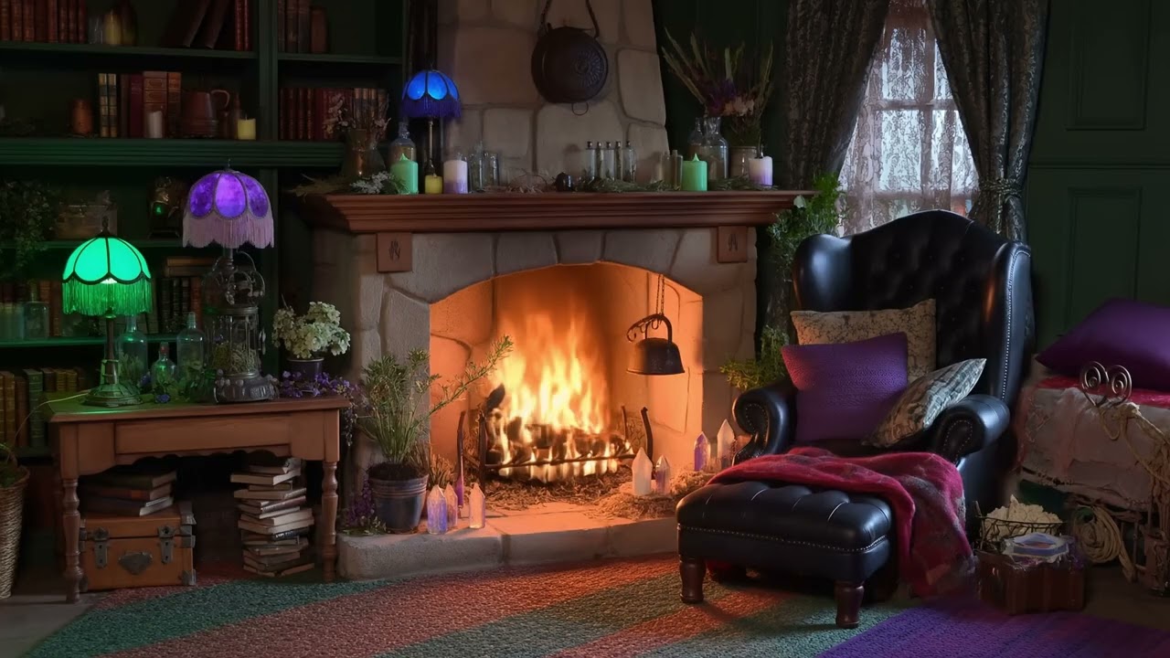 Cozy Whimsical Fireplace Reading  Ambiance @cozynookambiance