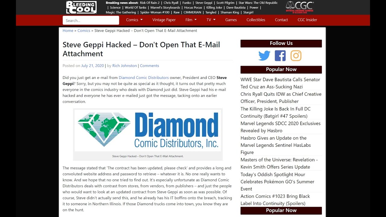 Steve Geppi Hacked!  DC's New Distributors Better Than Diamond?