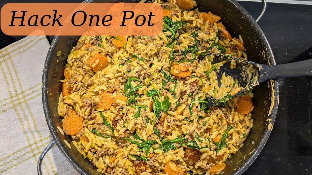 einfacher ONE POT Hack mit Kritharaki Reisnudeln | Rezept | schnelles Mittagessen / Abendessen