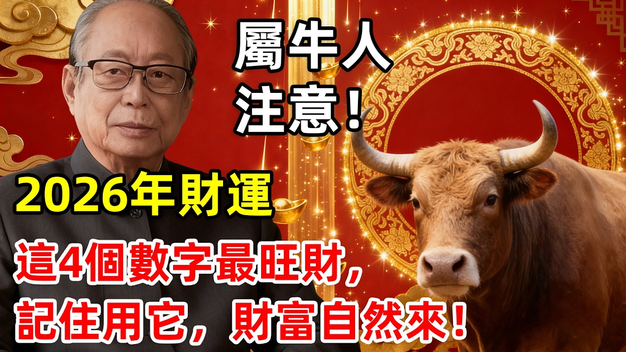 【老邵說生肖】屬牛人注意！2026馬年偏財運超強，這4個數字最旺財，記住用它，財富自然來！# 生肖牛 #屬牛人 #2026 年運勢 #馬年 #丙午年 #生肖命理