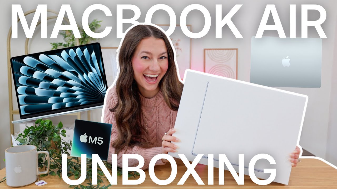 UNBOXING THE M5 MACBOOK AIR ☁️ customization tutorial, favorite apps, + tips for students!