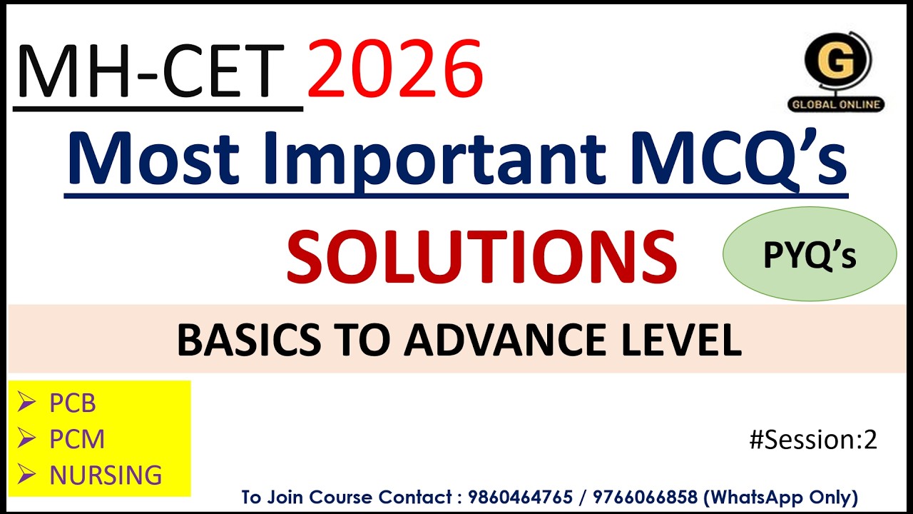 Chemistry MCQs | MH CET 2026 | Most Important MCQs | Class 12 Chemistry PYQs