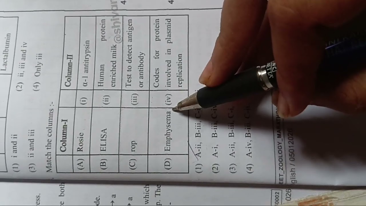 MATCH THE COLUMN ,BIOLOGY 