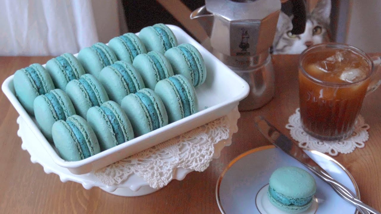 민트초코 마카롱 만들기 프렌치 마카롱 만드는법 Mint Chocolate Macarons Recipe 프렌치머랭 꼬끄 이탈리안 버터크림 레시피 마카롱필링 만들기 민트크림 민트가나슈