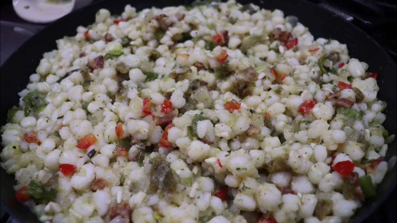 #229 Hominy with Roasted Hatch Peppers