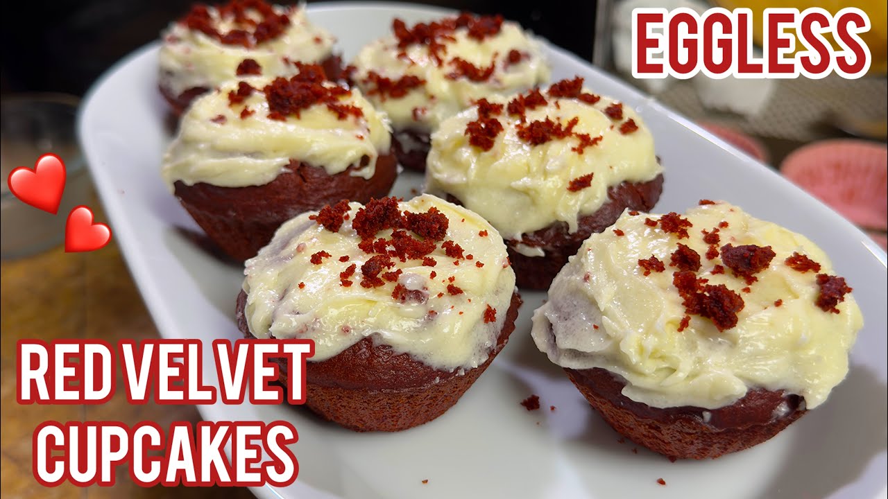Eggless Red Velvet Cupcakes | Valentines day special | cupcakes recipe | No eggs cupcakes 