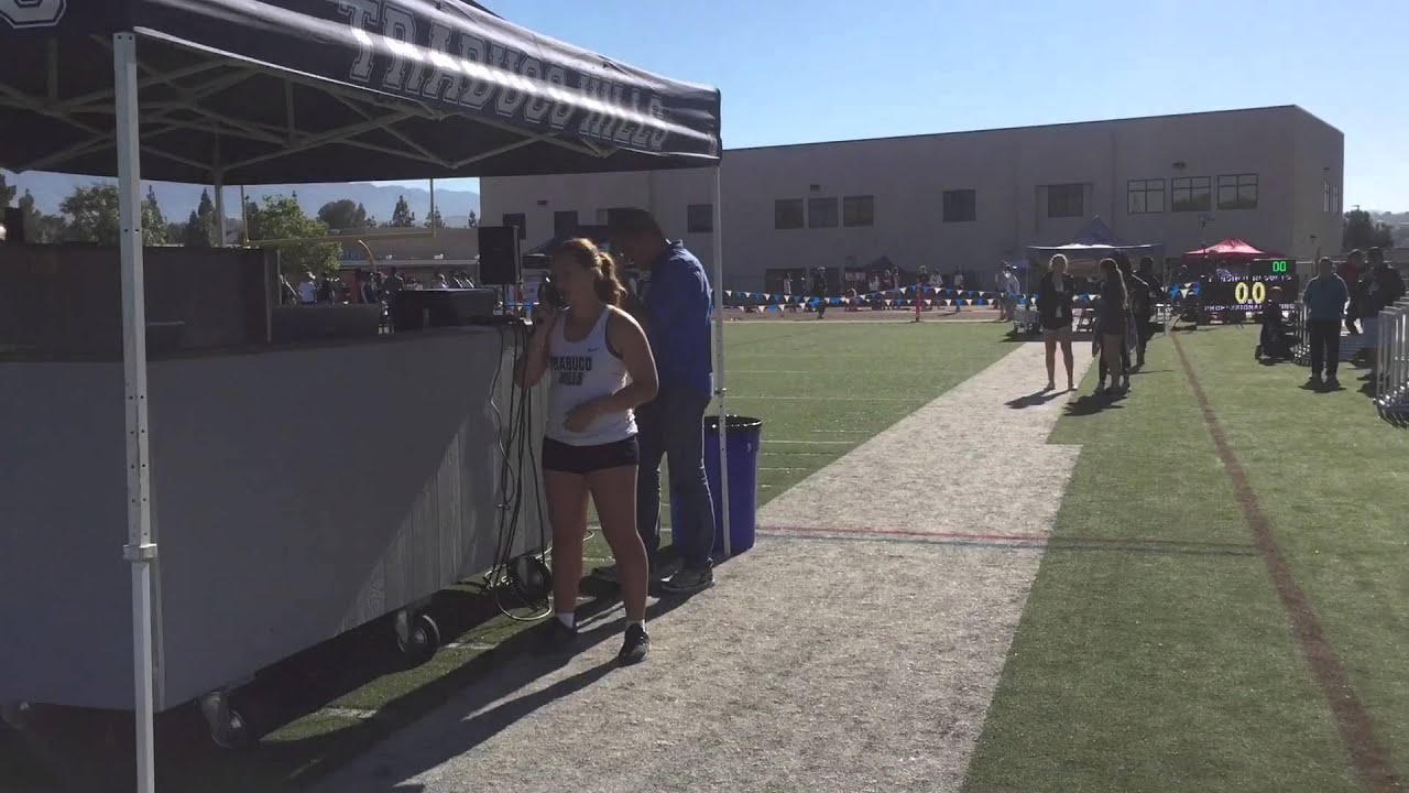 Ashley Passow singing the National Anthem at THHS Track & Field Invitational 2016