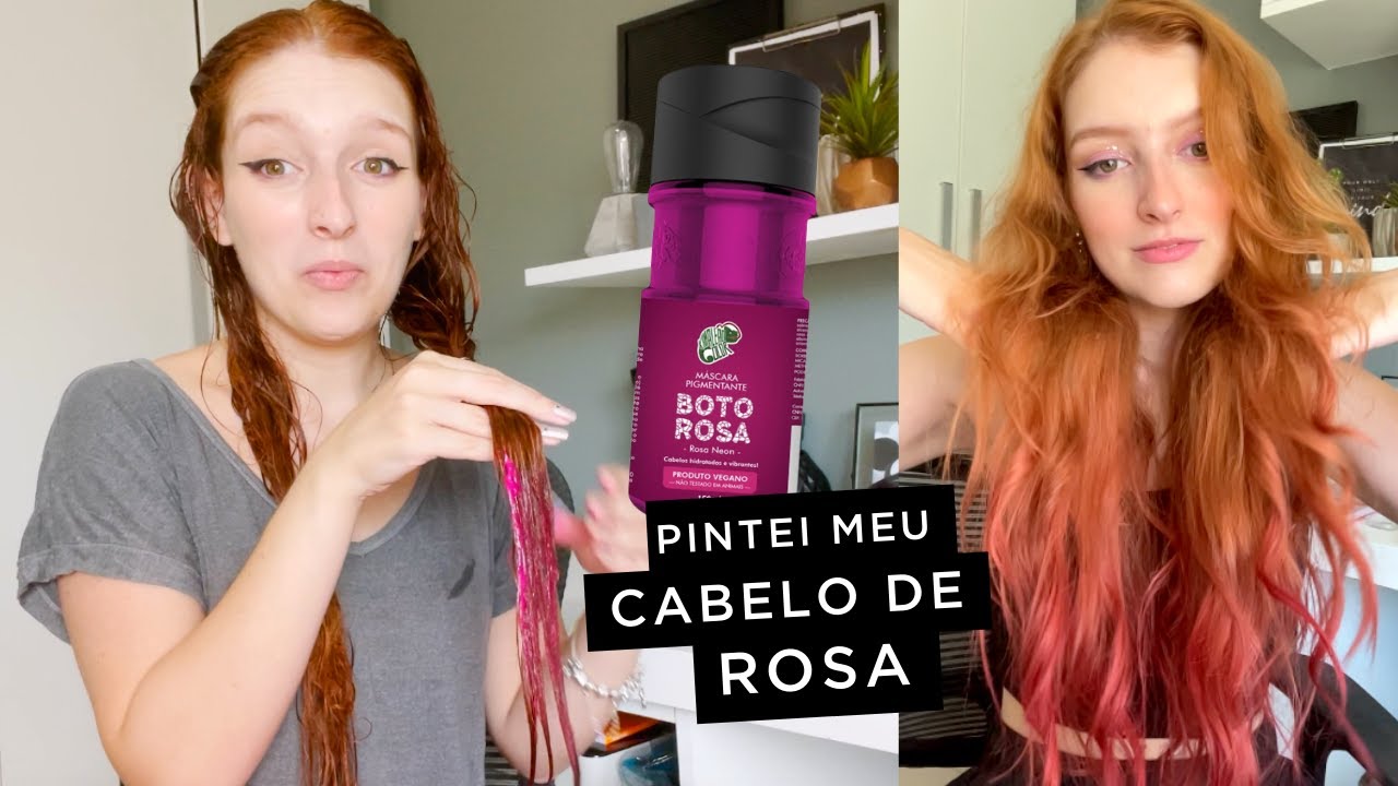 PINTEI meu cabelo DE ROSA! Mechas com Kamaleão Color Boto Rosa #ruivoacobreado #kamaleaocolor