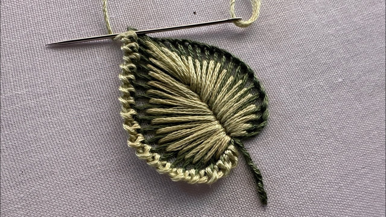 Cute leaf hand embroidery design||hand embroidery design|how to start hand embroidery design