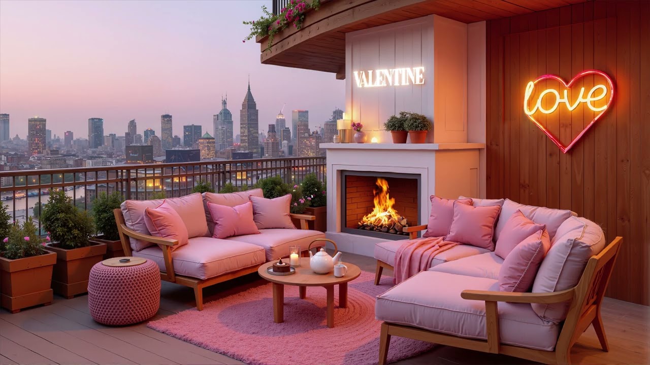 Cozy Pink Room Ambience 💟 Romantic Jazz & Crackling Fireplace for a Dreamy Valentine’s Day 2026