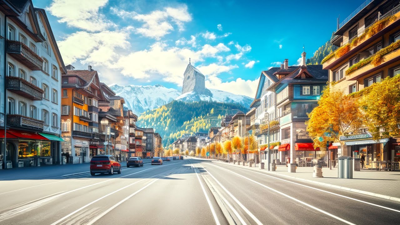 Driving 4k in Switzerland Montreux to Vevey | 4k60fps HDR | Driving Ambience