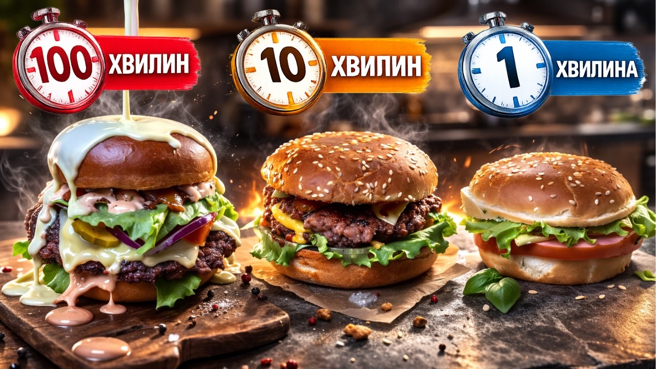Бургер за 1 ХВИЛИНУ проти 100 ХВИЛИН: Чи є різниця?