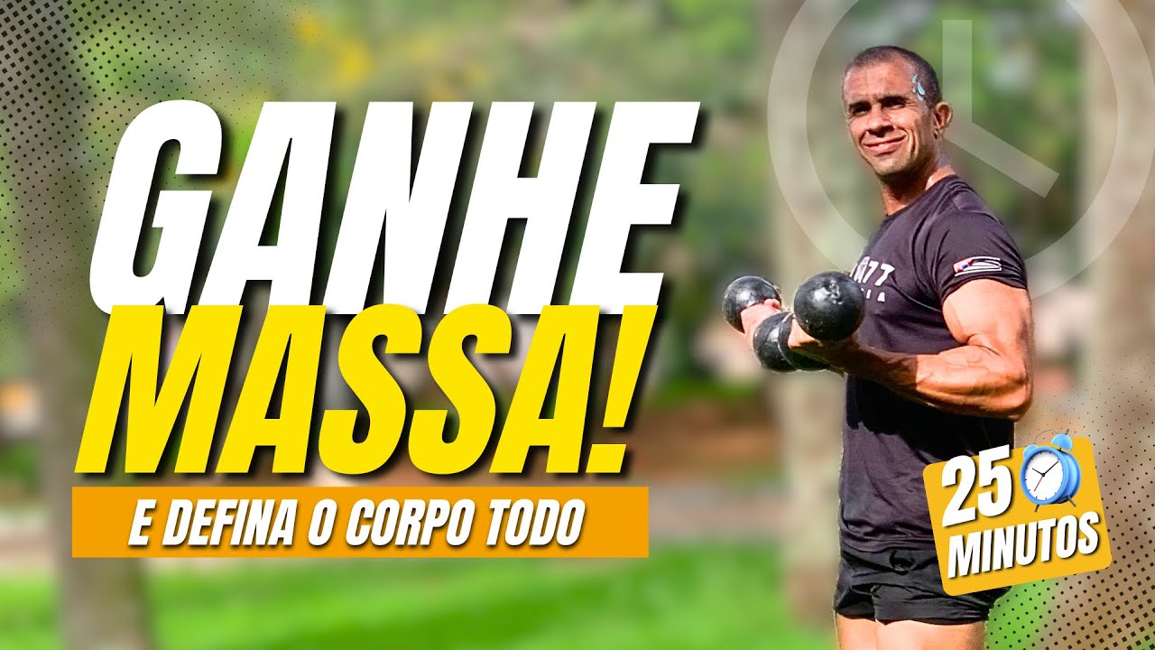 TREINO COMPLETO COM HALTERES para Ganhar Massa Muscular e Definir o Corpo Todo em Casa 🔥