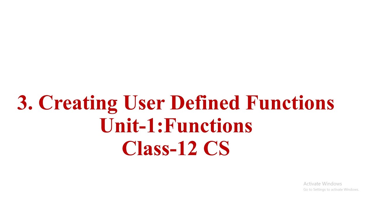 Creating User Defined Function || Class-12 Computer 💻 Science (CS) related topic