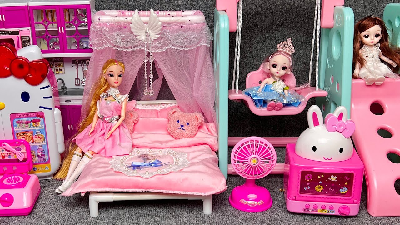 8 Minutes Pink Dollhouse ASMR 💕 Cute Dolls & Mini Furniture | Relaxing No Talking