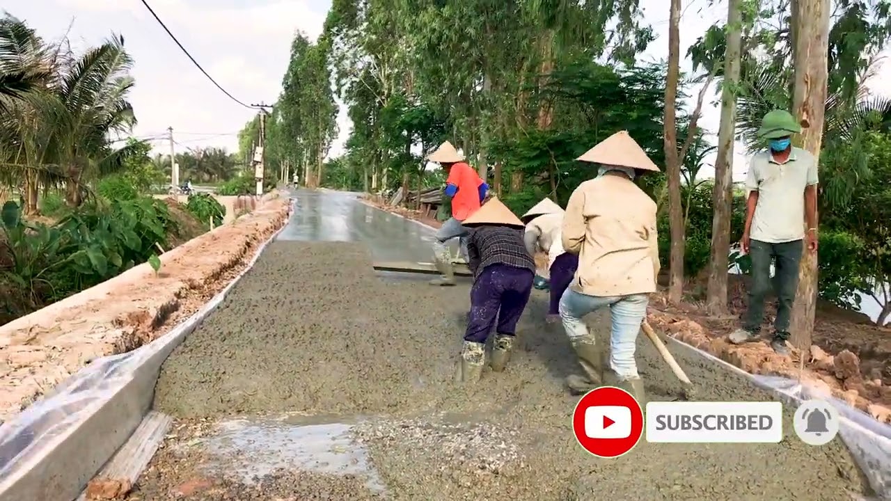 Phương pháp làm đường Bê tông phẳng tiêu chuẩn quốc tế.Tại Thôn Lạc Dục.Tứ Kỳ-HD